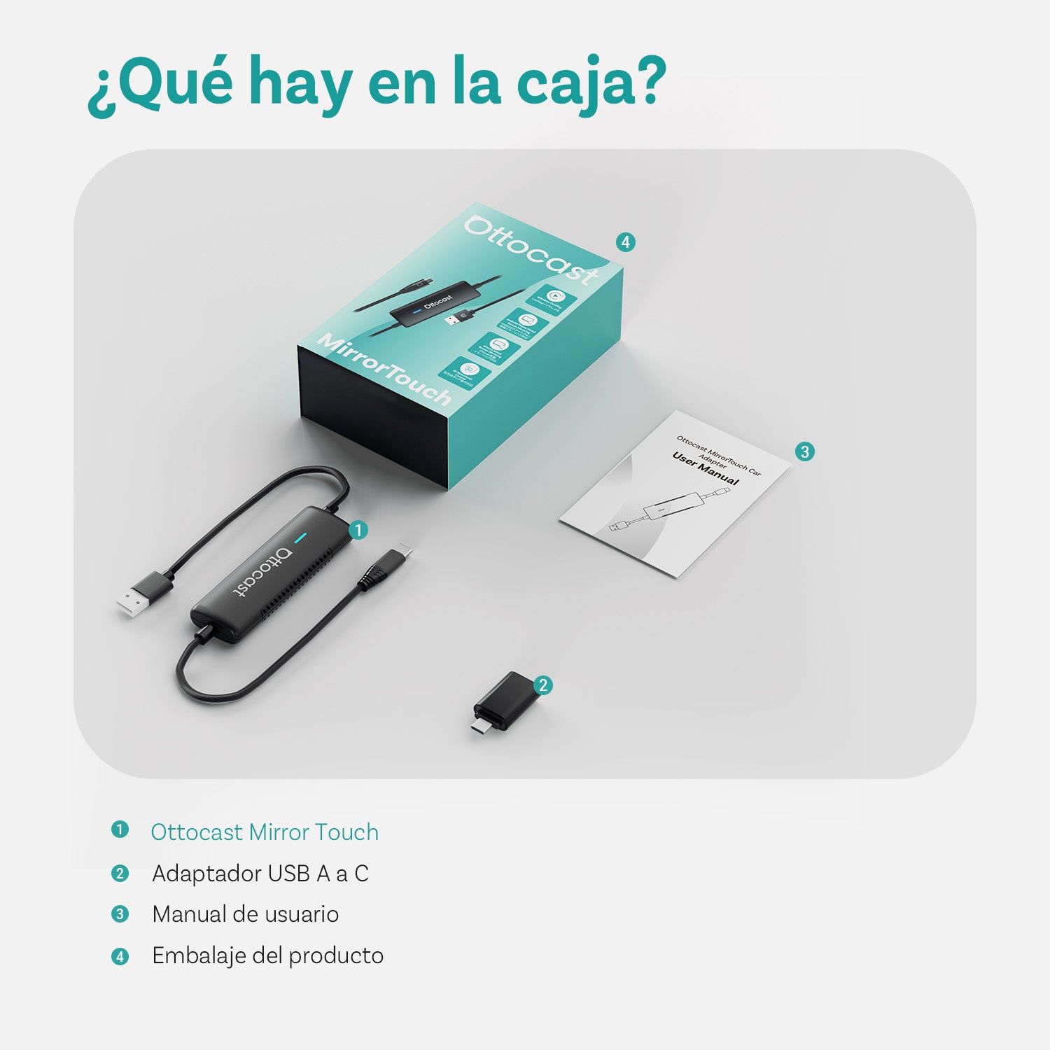 Ottocast® Mirror Touch adaptador CarPlay inalámbrico