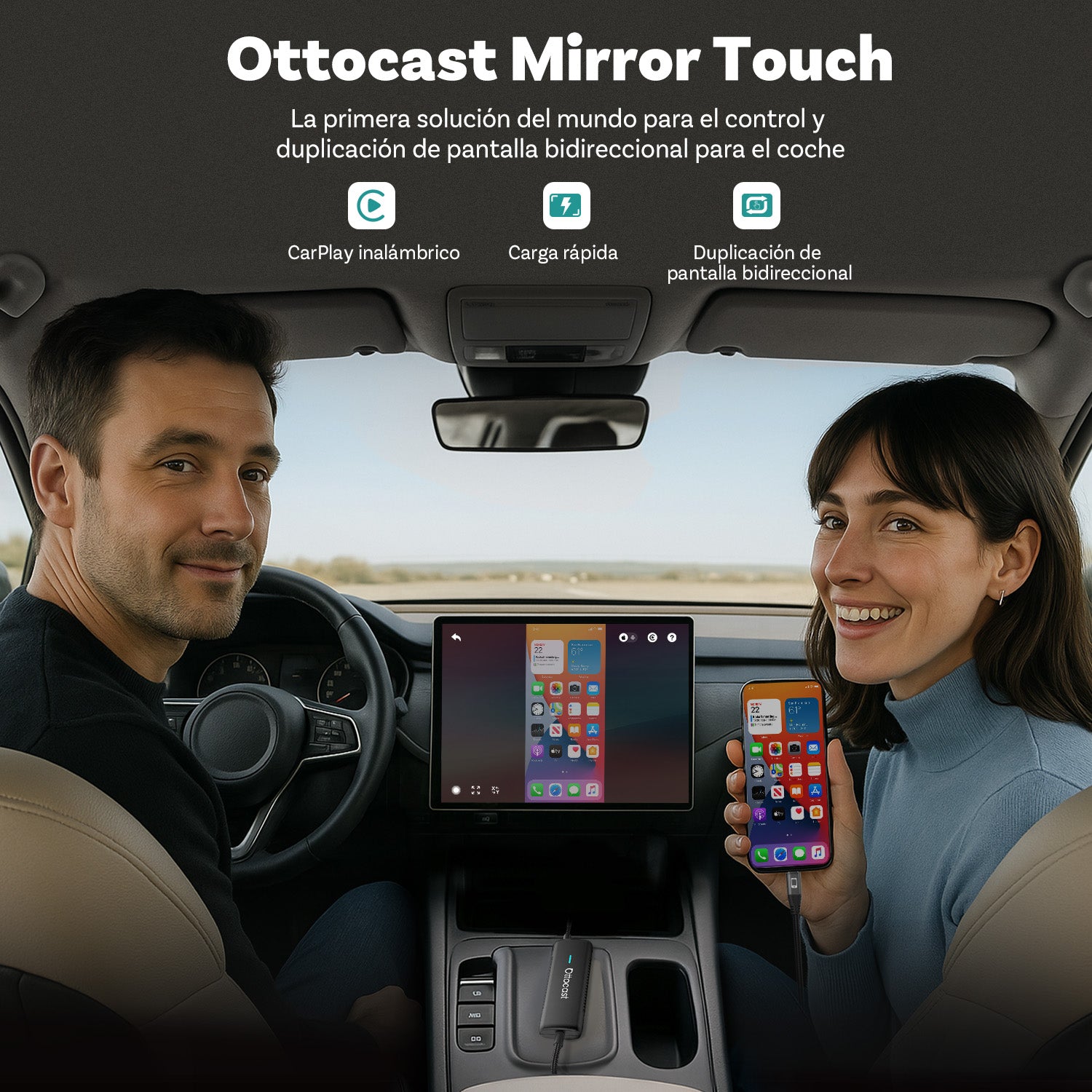 Ottocast® Mirror Touch adaptador CarPlay inalámbrico