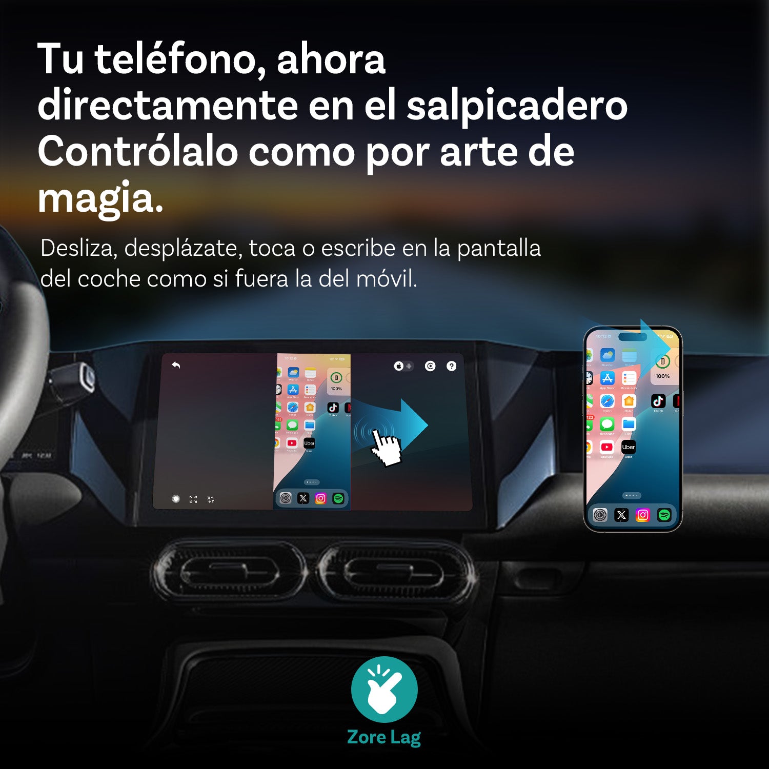 Ottocast® Mirror Touch adaptador CarPlay inalámbrico