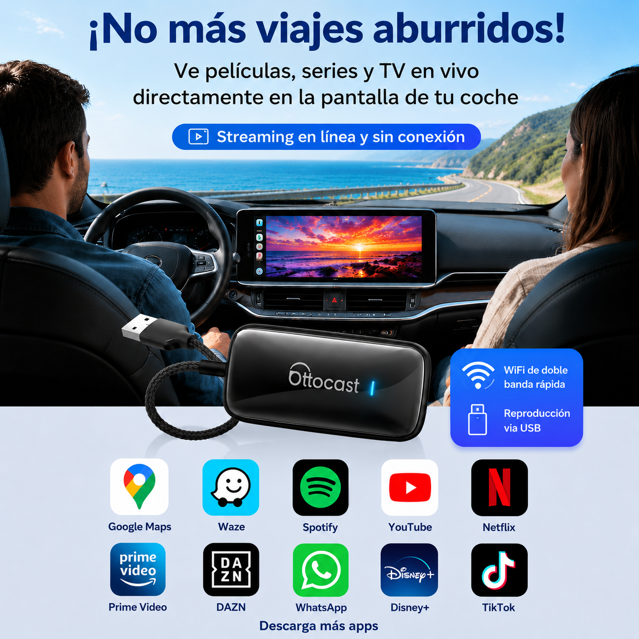 Play2Video Ultra 2026 – Netflix, YouTube y CarPlay/Android Auto inalámbrico