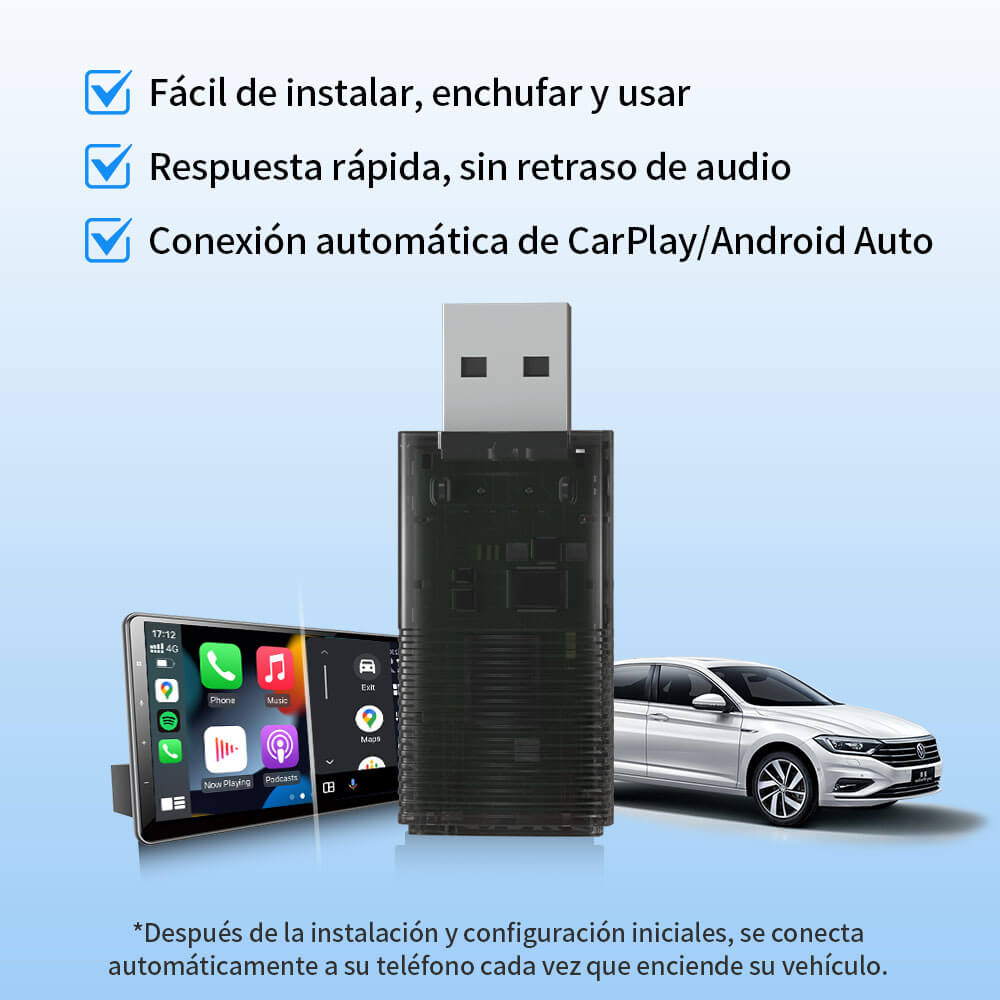 Mini adaptador inalámbrico CarPlay/Android Auto 2 en 1