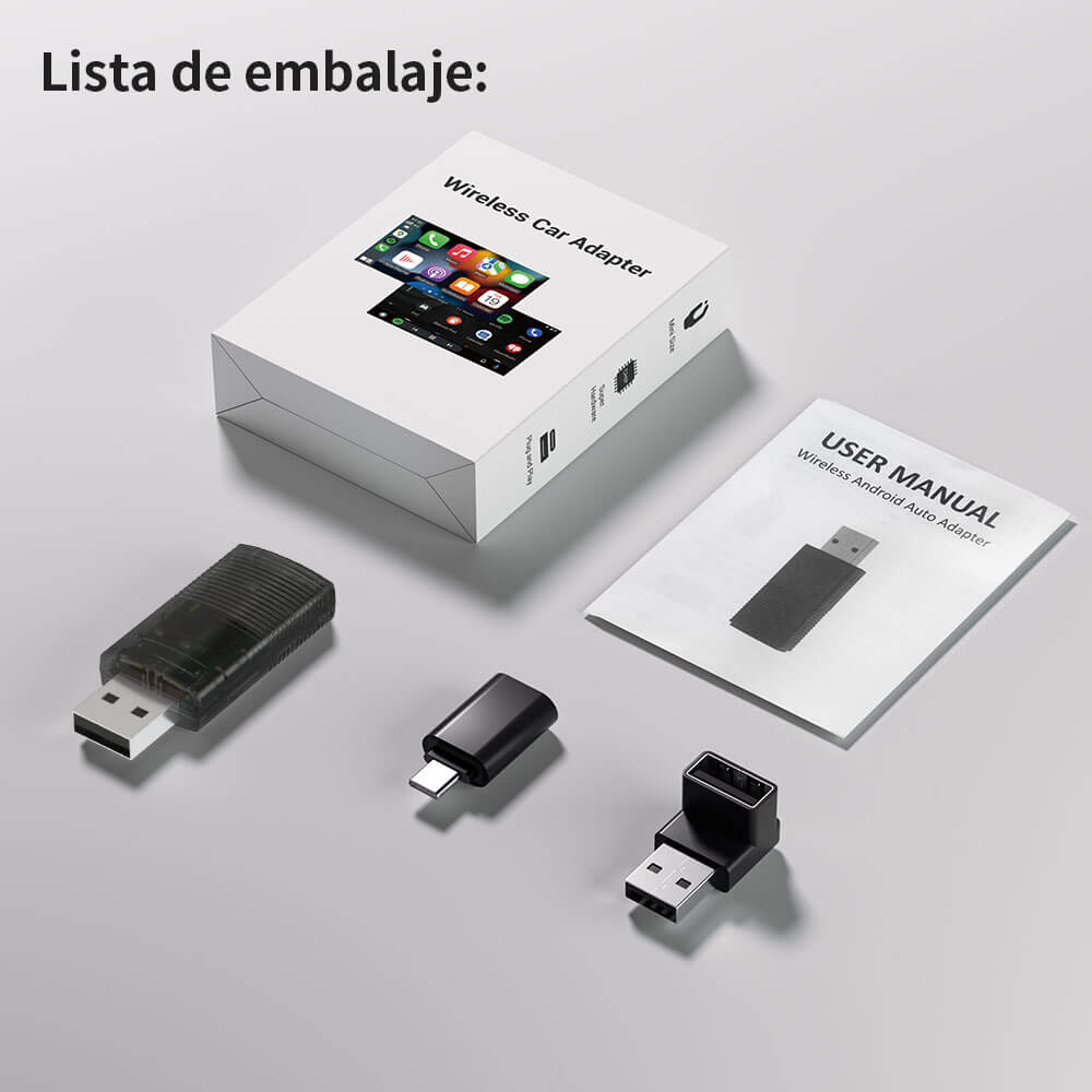 Mini adaptador inalámbrico CarPlay/Android Auto 2 en 1