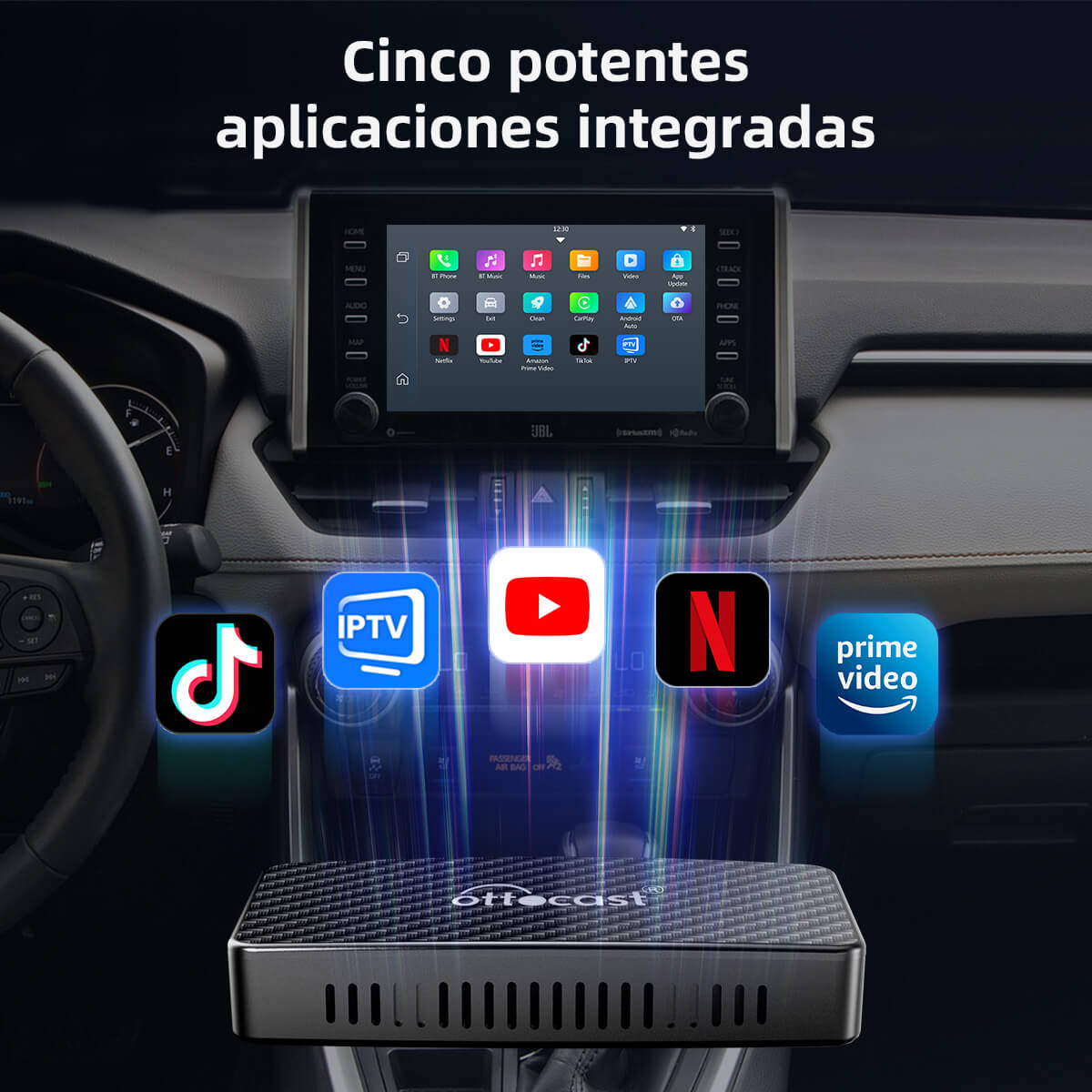 Play2Video Pro adaptador CarPlay/ Android Auto inalámbrico con YouTube y Netflix