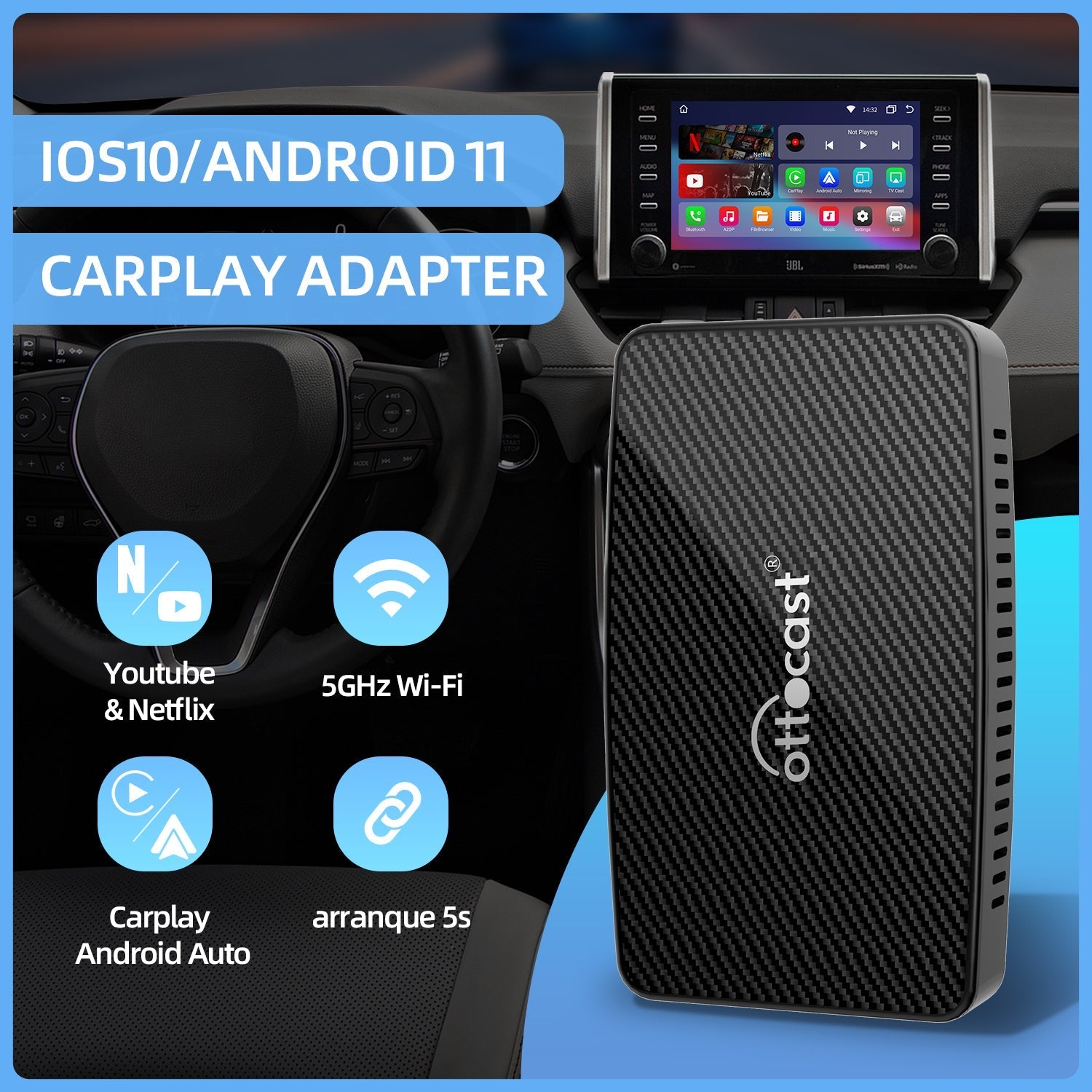 Play2Video-Pro Wireless CarPlay/ Android Auto/Video 3-in-1 Adapter