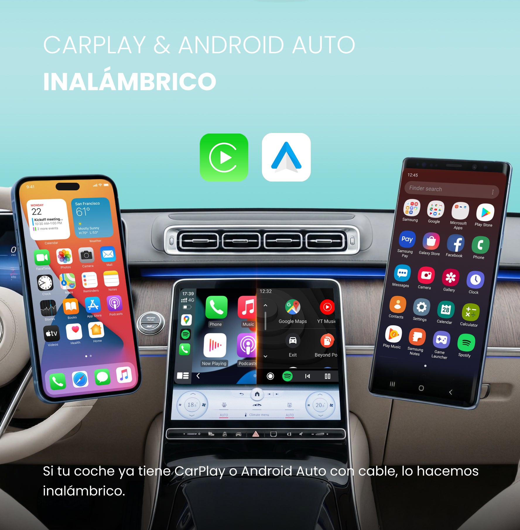 OTTOCAST Mini Tube – Adaptador inalámbrico para CarPlay y Android Auto