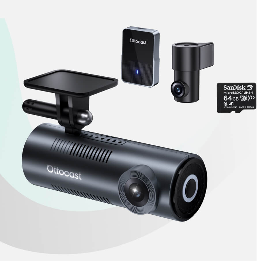 OttoSafe Cam 2 en 1 | Dash Cam para Coche y CarPlay Inalámbrico