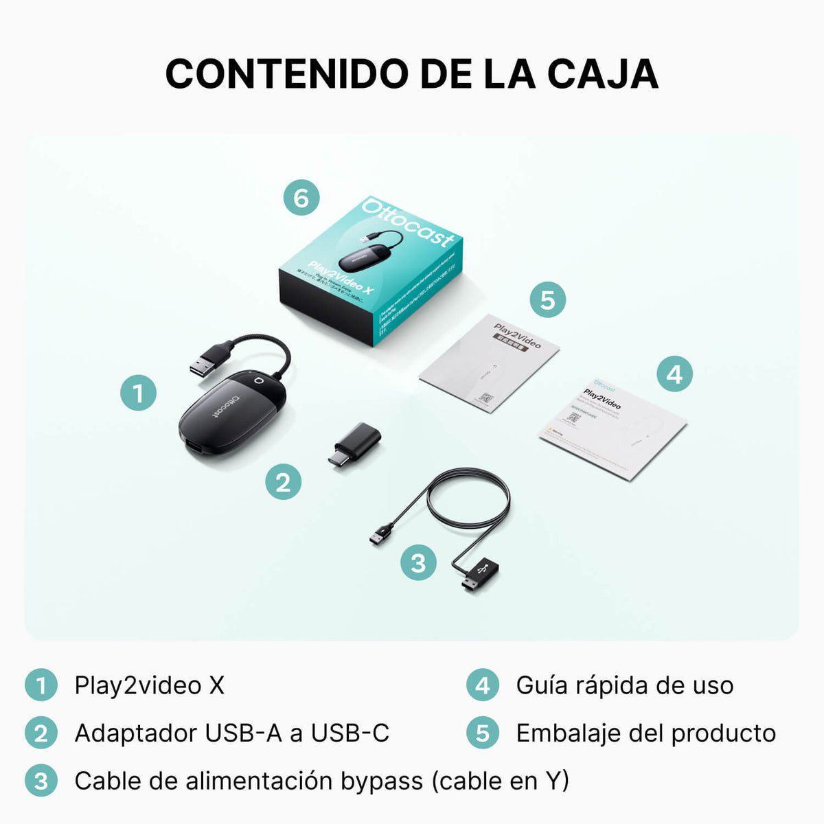 OTTOCAST® Play2Video X Adaptador Inalámbrico con Streaming para CarPlay y Android Auto con YouTube, Netflix