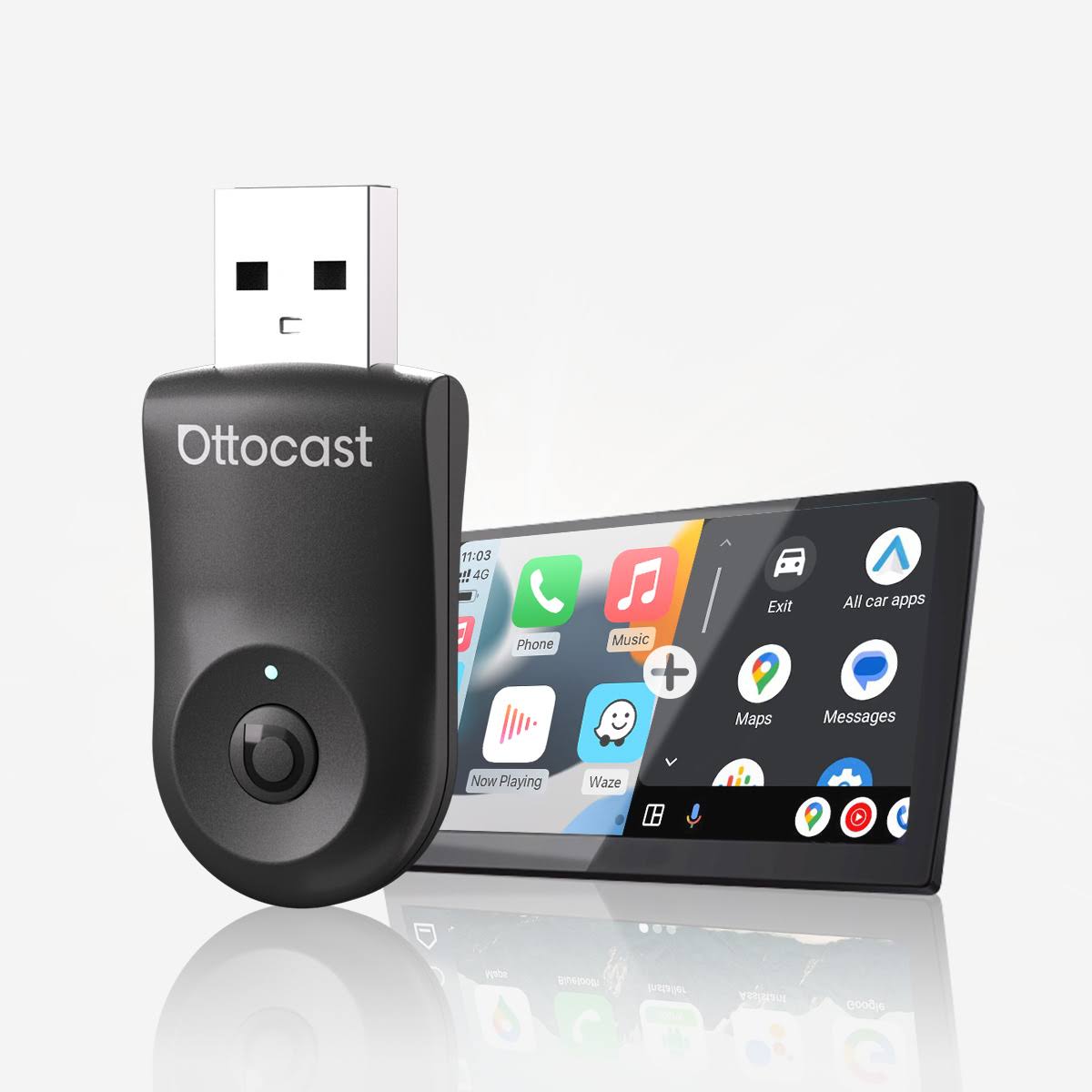 Ottocast® Mini adaptador inalámbrico CarPlay/Android Auto