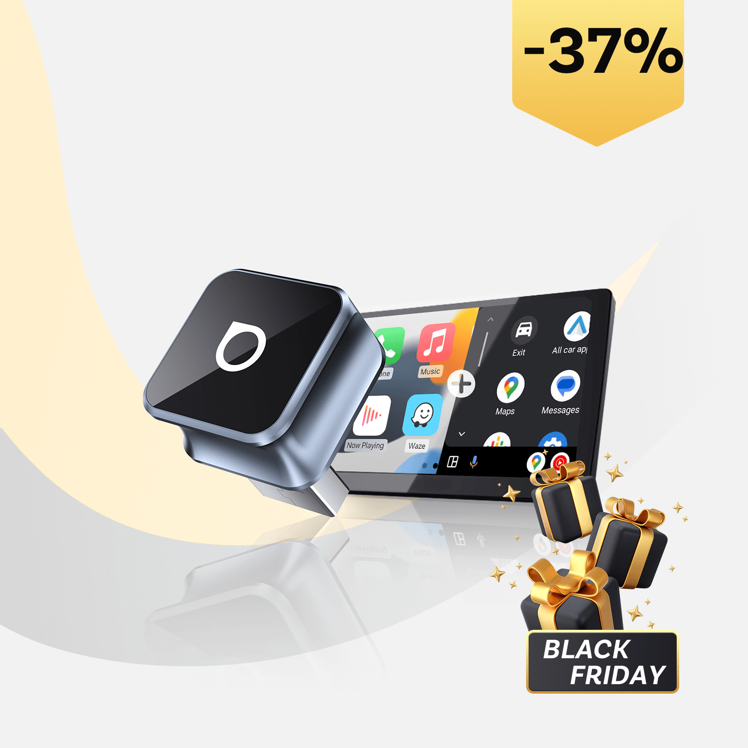 OTTOCAST® Mini Cube 3.0 Adaptador inalámbrica CarPlay y Android Auto