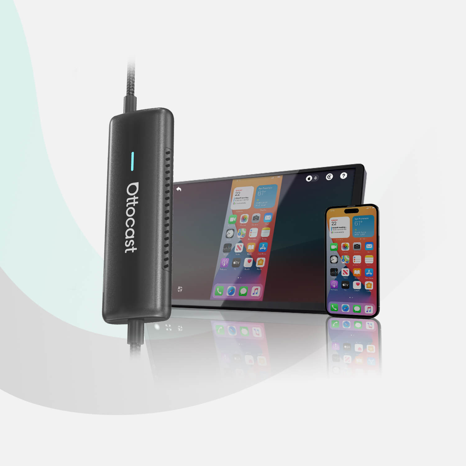 Ottocast® Mirror Touch adaptador CarPlay inalámbrico