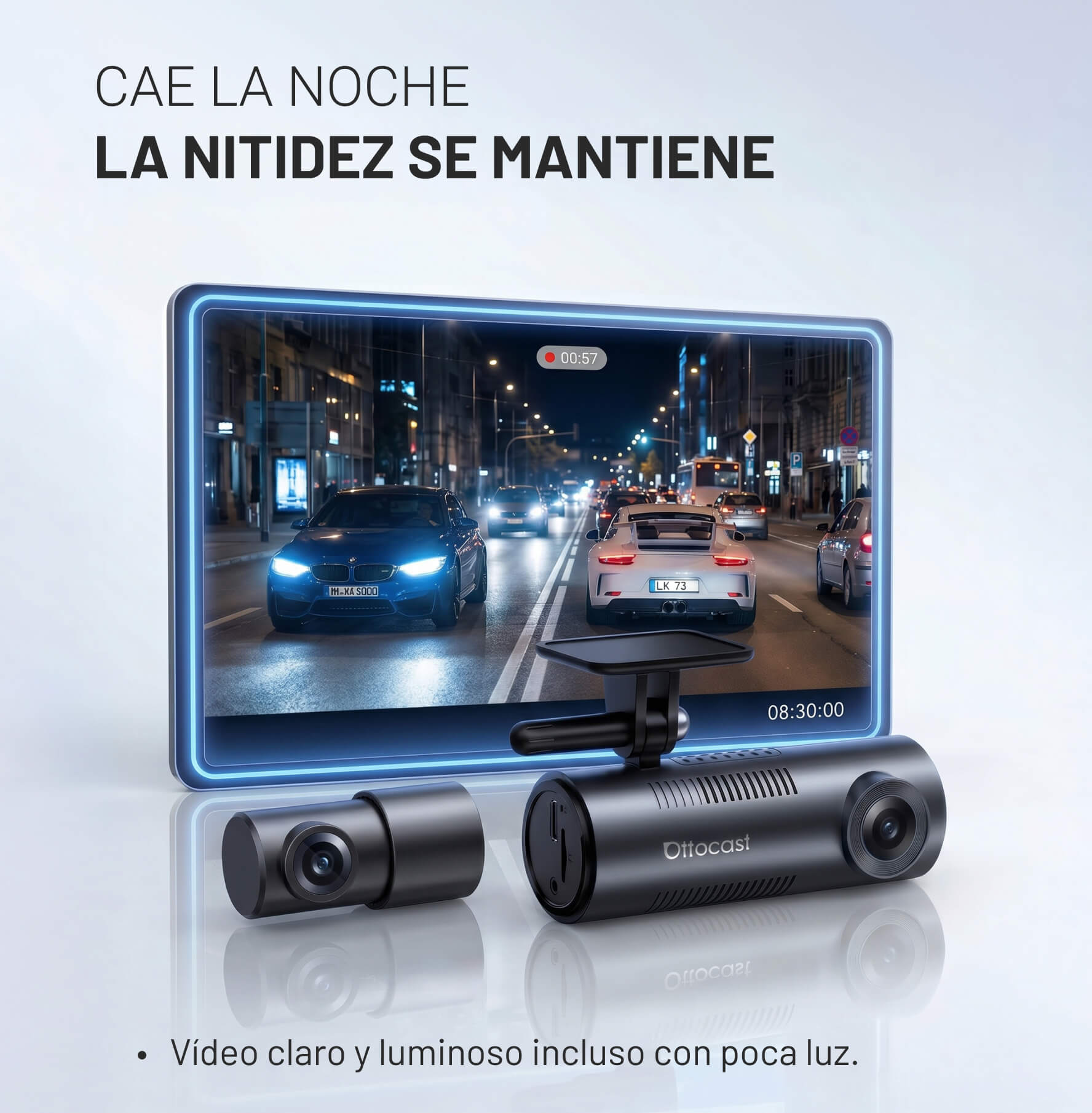 OttoSafe Cam 2 en 1 | Dash Cam para Coche y CarPlay Inalámbrico