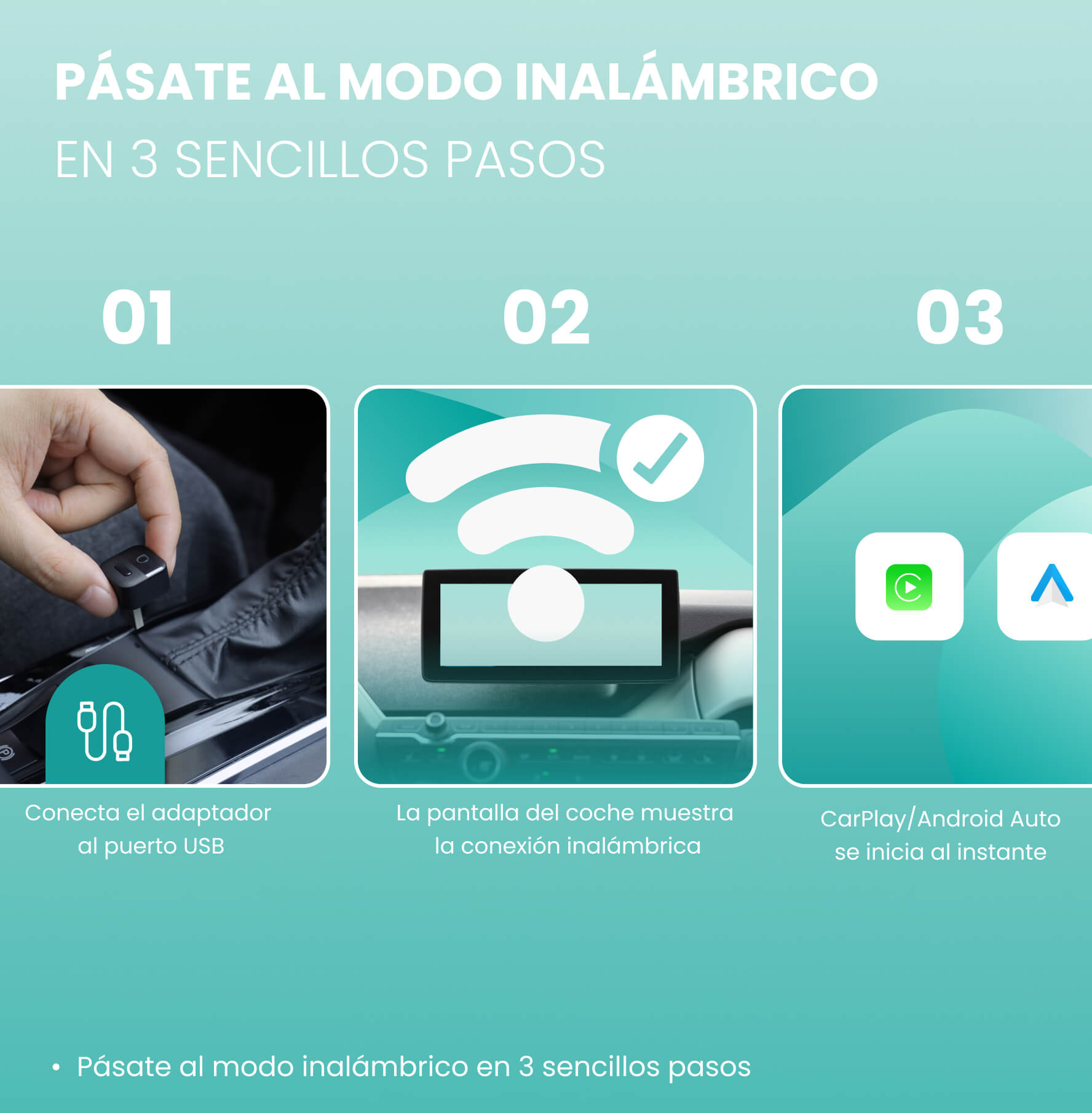 Adaptador Ottocast Mini Pico para CarPlay/Android Auto Inalámbricos