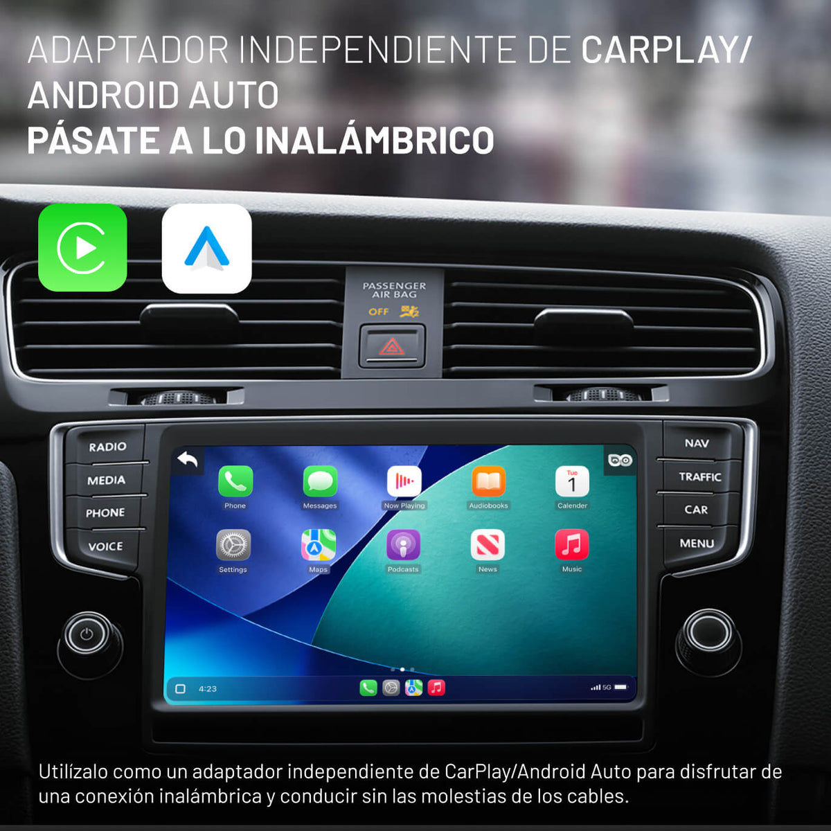 Cabin Care – Adaptador Inalámbrico para CarPlay y Android Auto con Monitorización en Tiempo Real