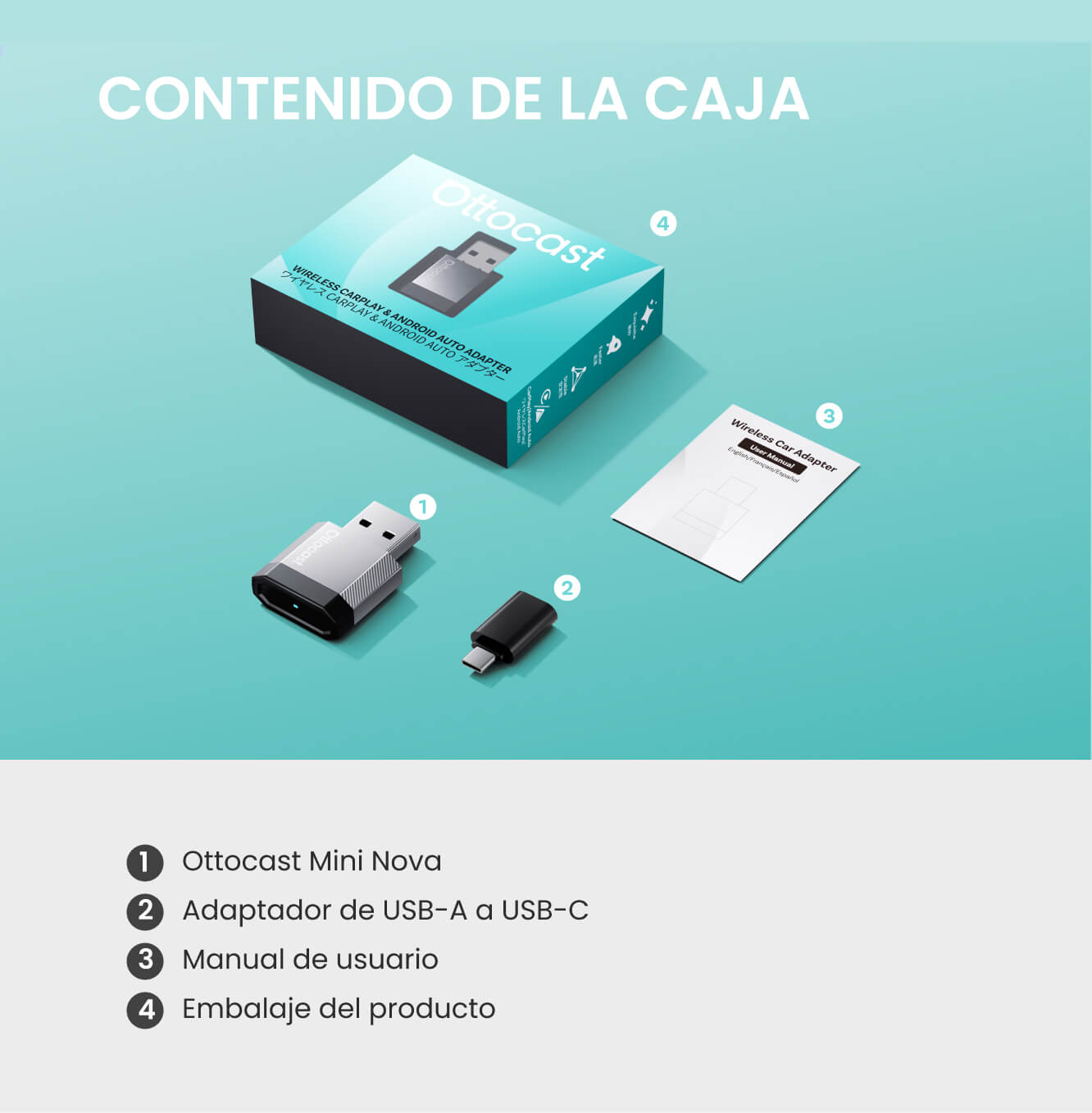 Ottocast Mini NOVA Wireless CarPlay/Android Auto Adapter