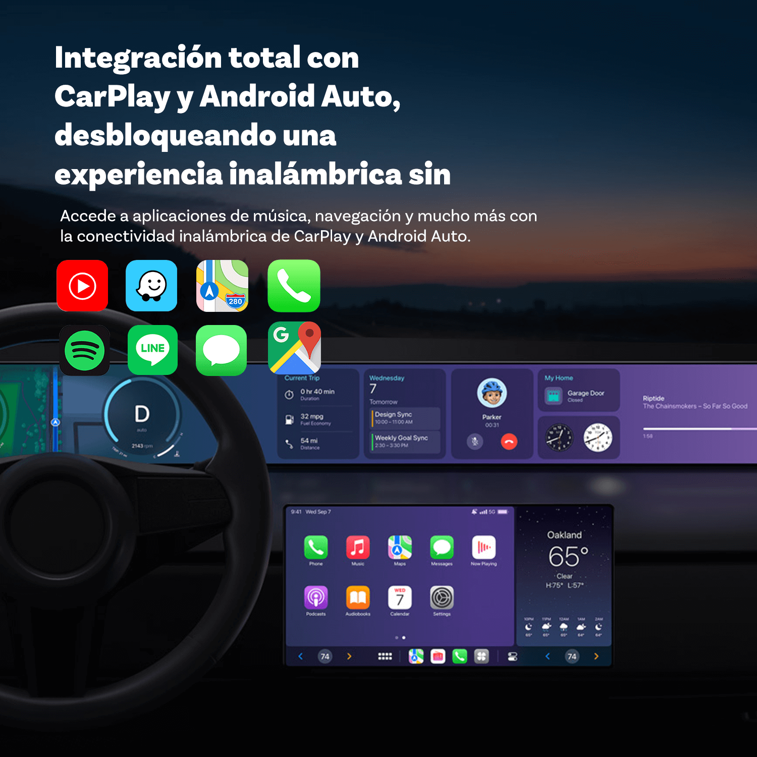 Ottocast® Mini adaptador inalámbrico CarPlay/Android Auto