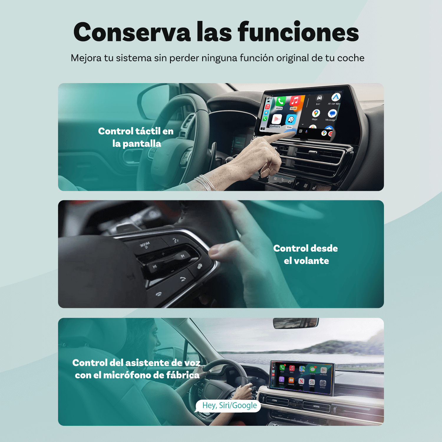 Ottocast® Mini adaptador inalámbrico CarPlay/Android Auto