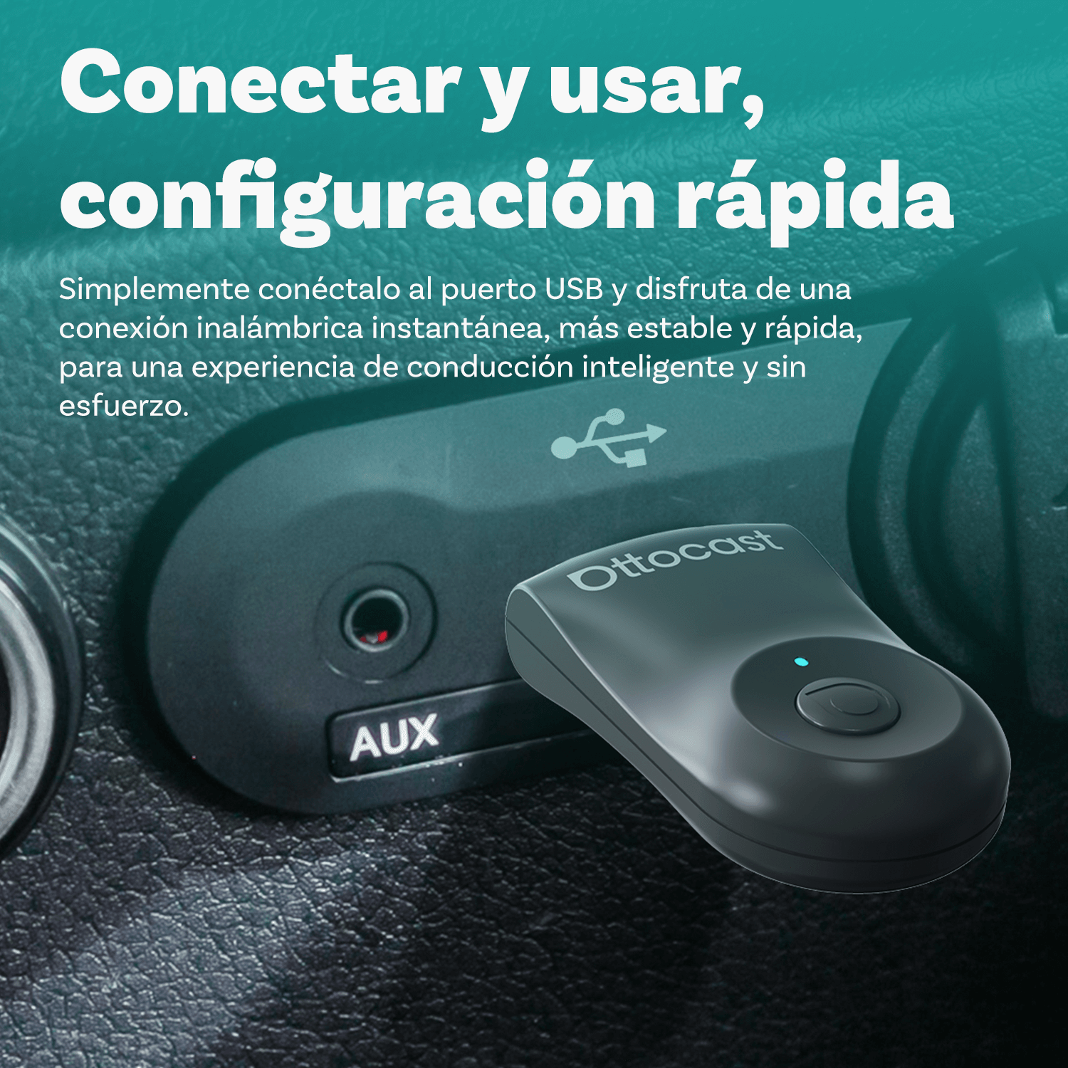 Ottocast® Mini adaptador inalámbrico CarPlay/Android Auto