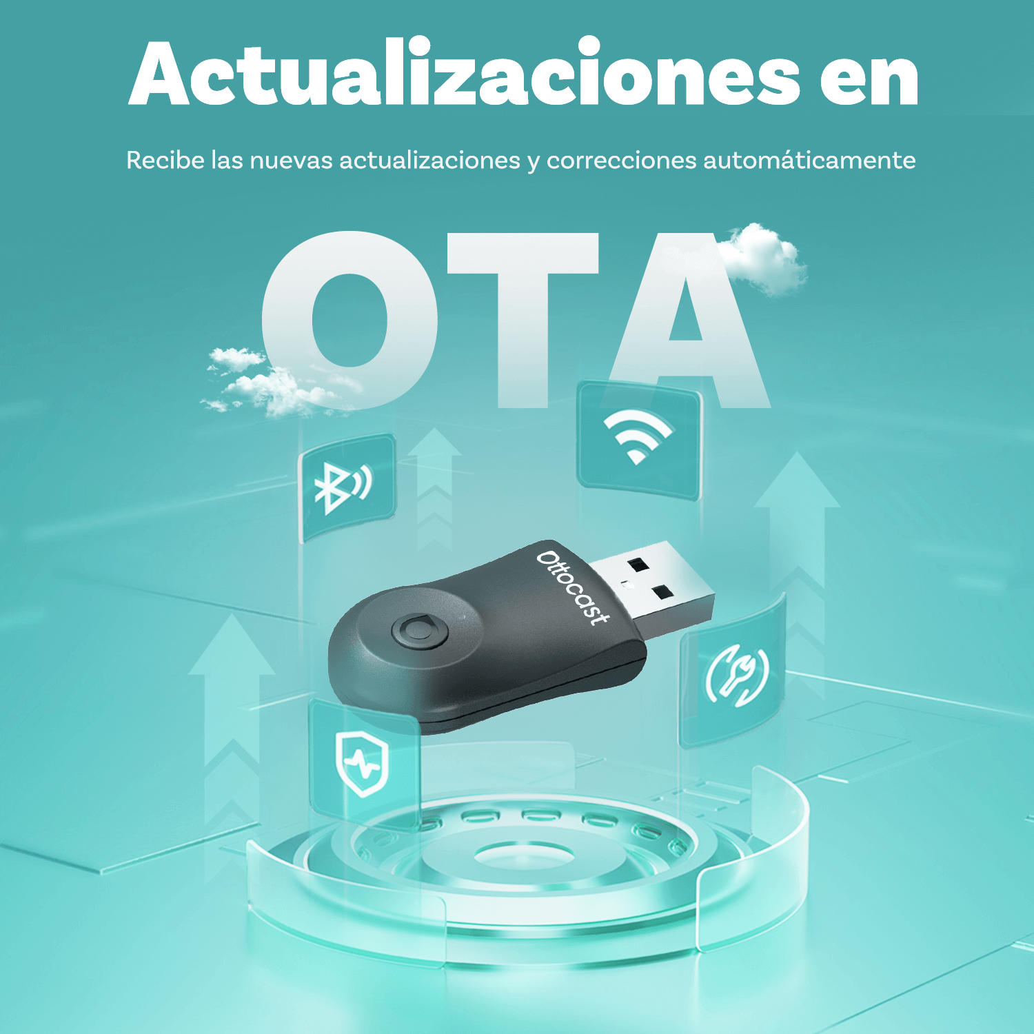 Ottocast®2025 Mini adaptador inalámbrico CarPlay/Android Auto