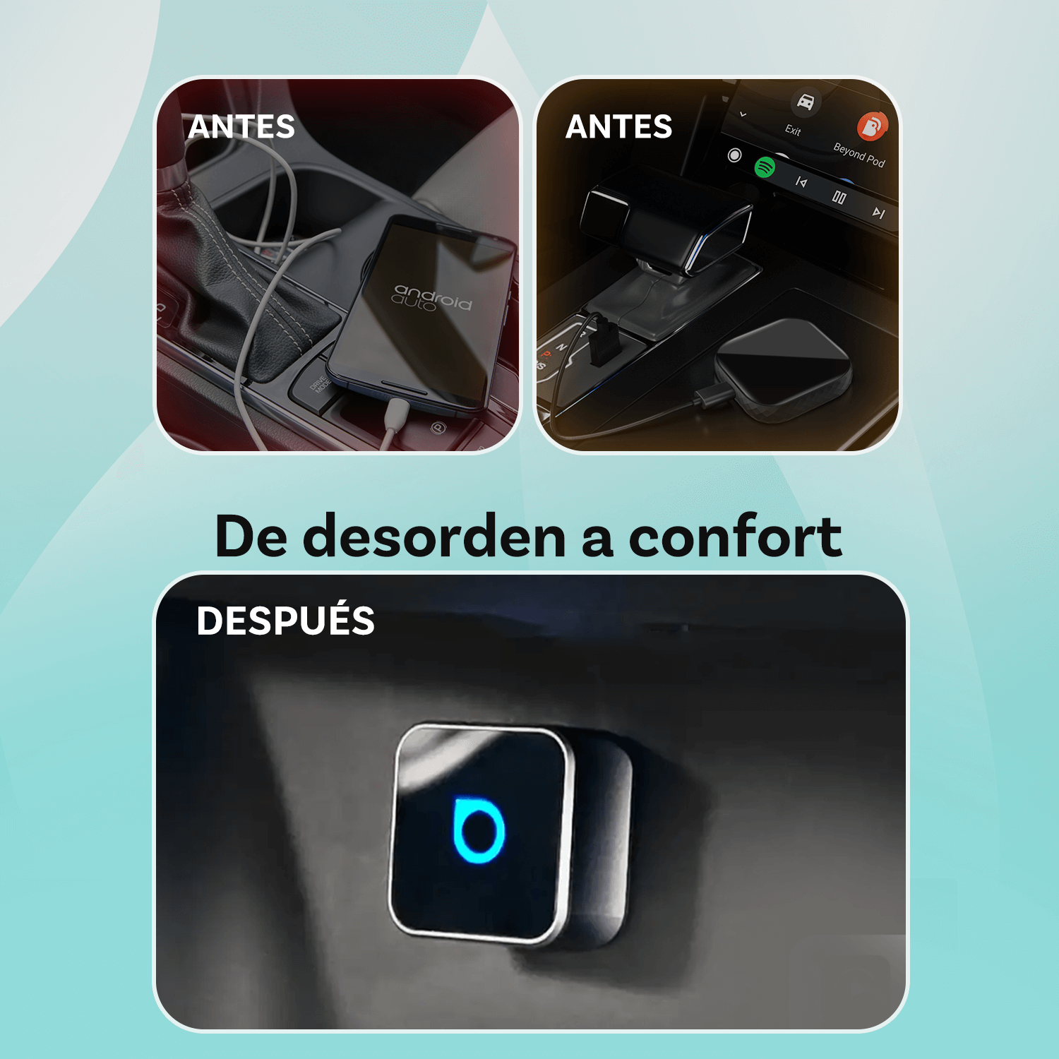 OTTOCAST® Mini Cube 3.0 Adaptador inalámbrica CarPlay y Android Auto