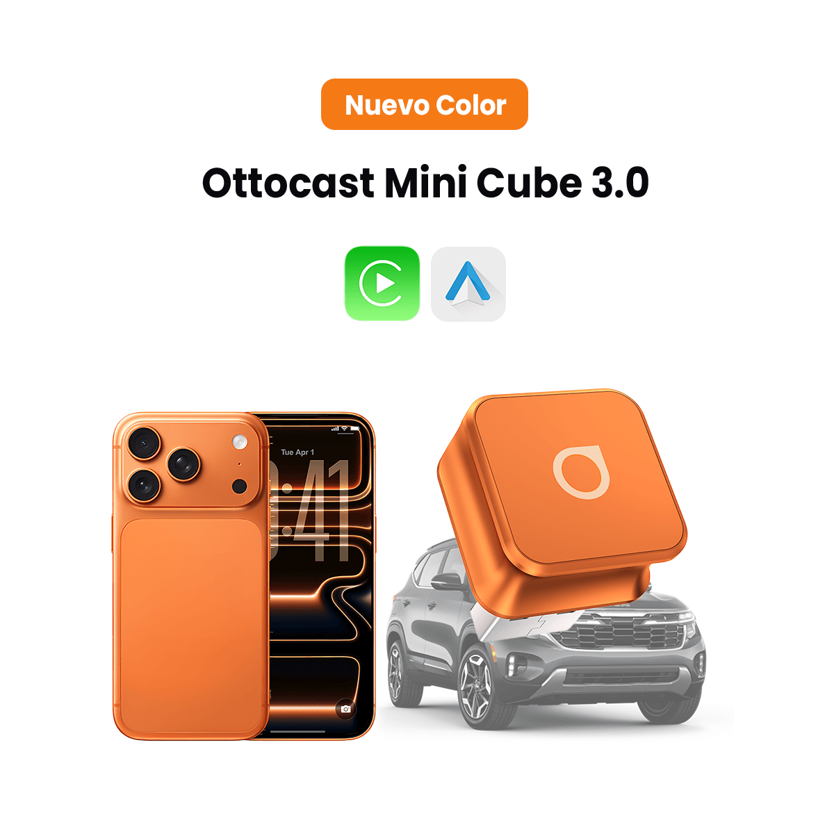 Ottocast mini cube 3.0 Adapter - Cosmic Orange