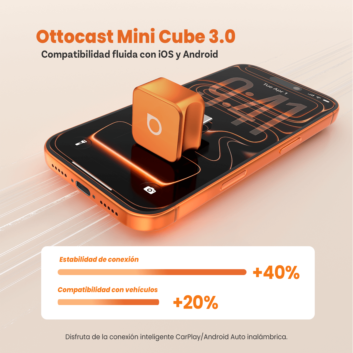 Ottocast mini cube 3.0 Adapter - Cosmic Orange