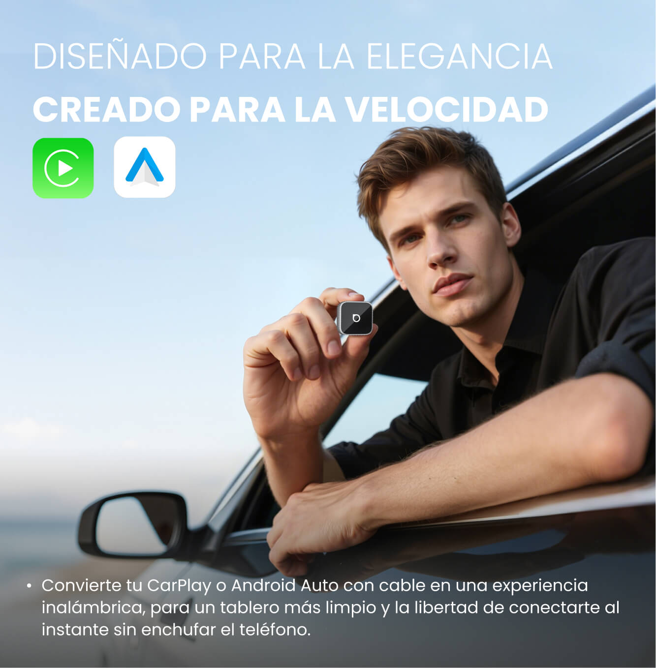 OTTOCAST® Mini Slim Adaptador inalámbrica CarPlay y Android Auto