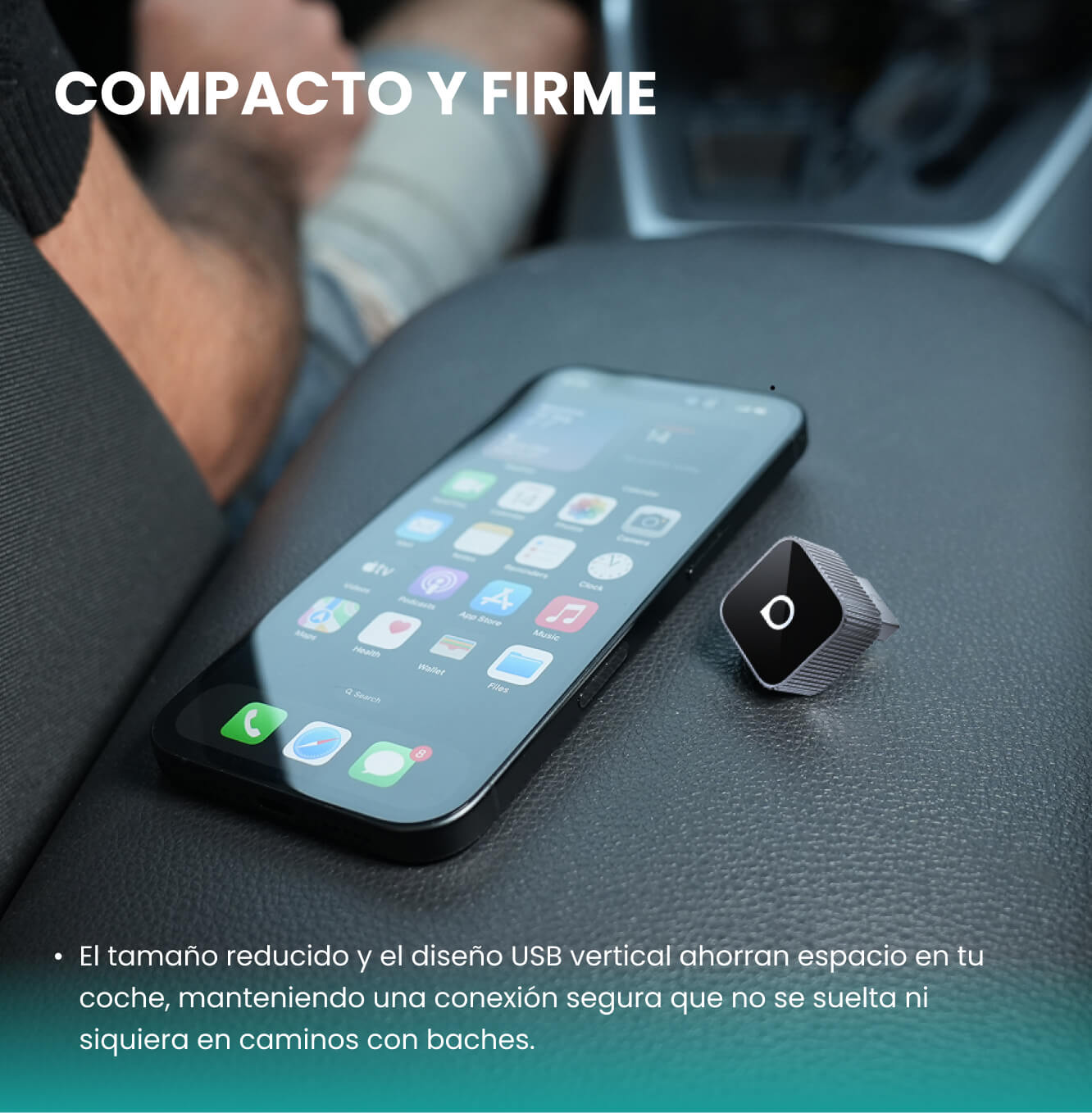 OTTOCAST® Mini Slim Adaptador inalámbrica CarPlay y Android Auto
