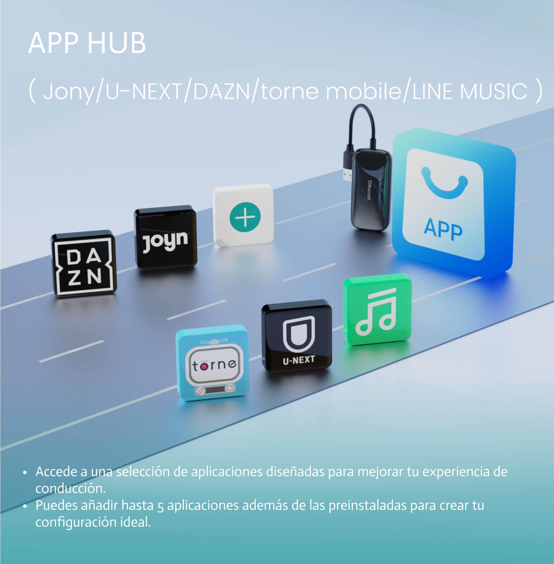 OTTOCAST® Play2Video Ultra Adaptador inalámbrica CarPlay/Android Auto