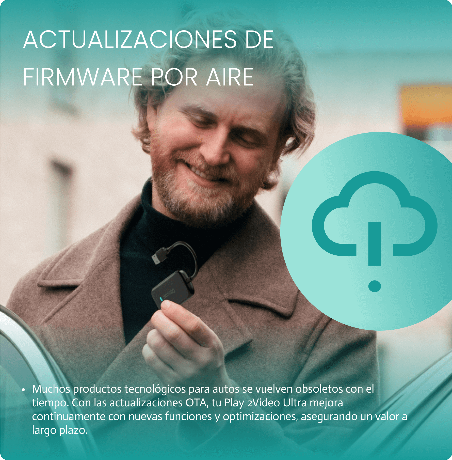 OTTOCAST® Play2Video Ultra Adaptador inalámbrica CarPlay/Android Auto