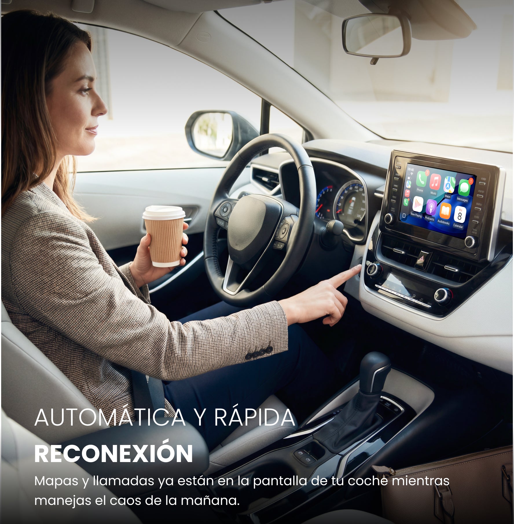 OTTOCAST Mini Tube – Adaptador inalámbrico para CarPlay y Android Auto