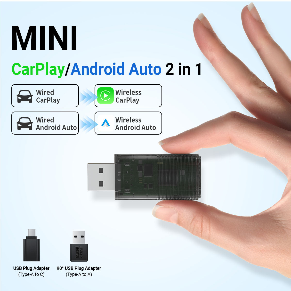 Cpaa Adapter Mini Wireless CarPlay/Android Auto 2 in 1 Adapter