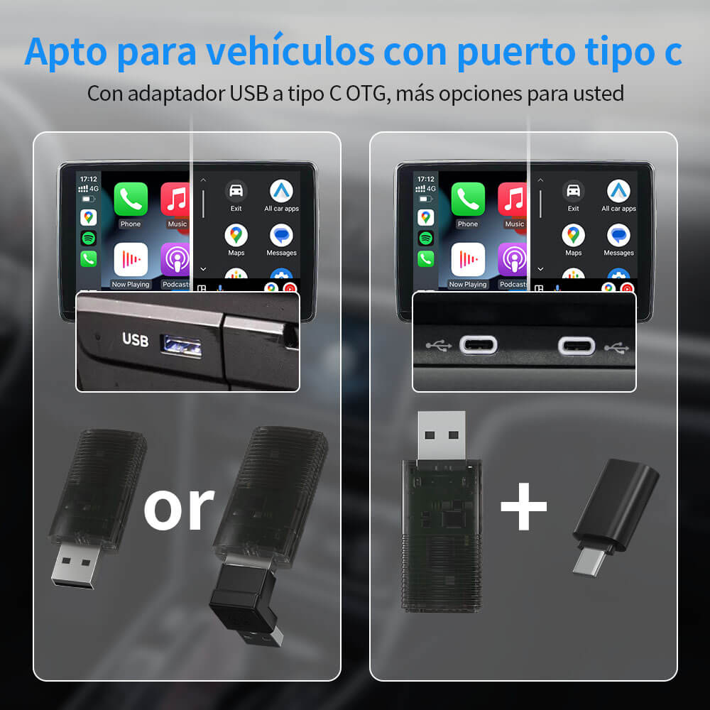 ⚡Viernes Negro - 10% OFF⚡Mini adaptador inalámbrico CarPlay/Android Auto 2 en 1