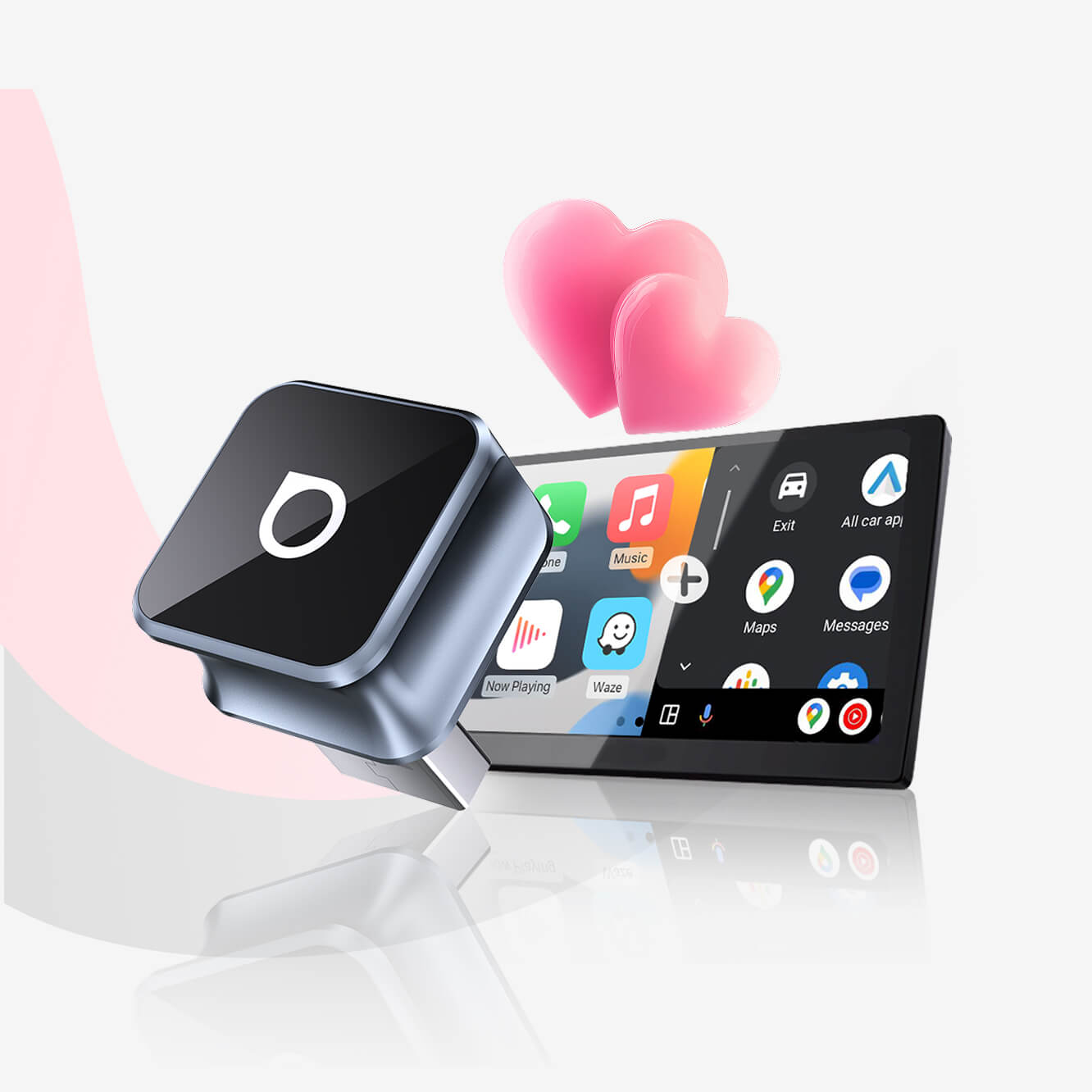 OTTOCAST® Mini Cube 3.0 Adaptador inalámbrica CarPlay y Android Auto