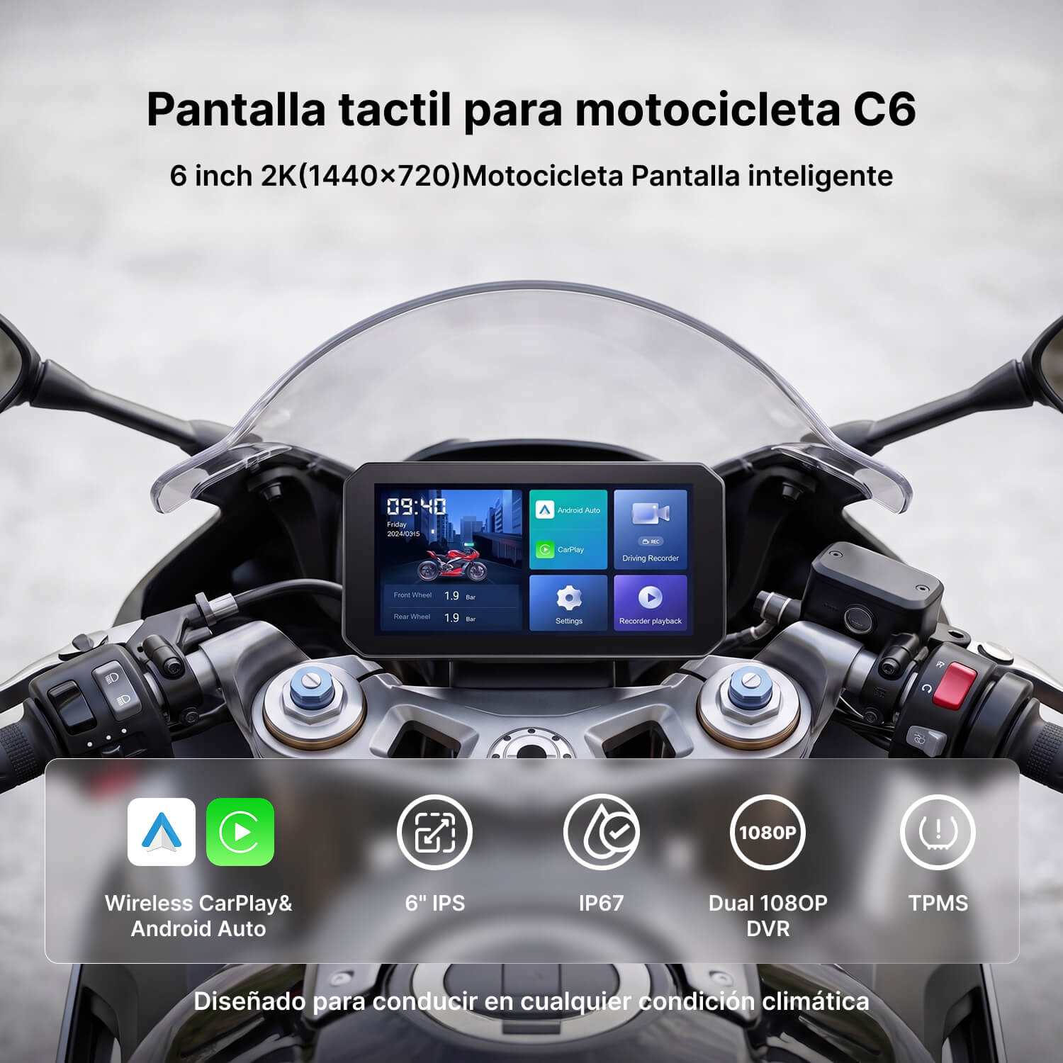 Pantalla tactil para motocicleta C6