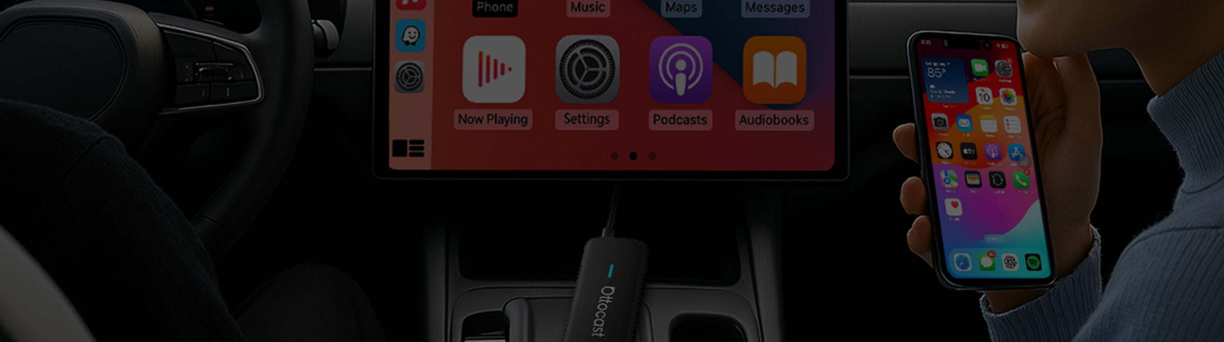 Ottocast® Mirror Touch adaptador CarPlay inalámbrico