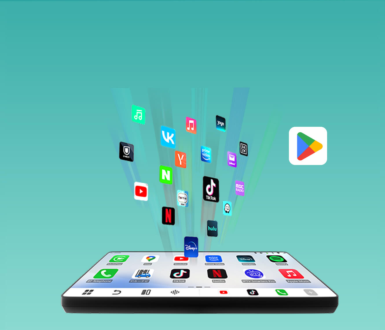 <h3>Todas tus apps favoritas en la pantalla del coche.</h3>