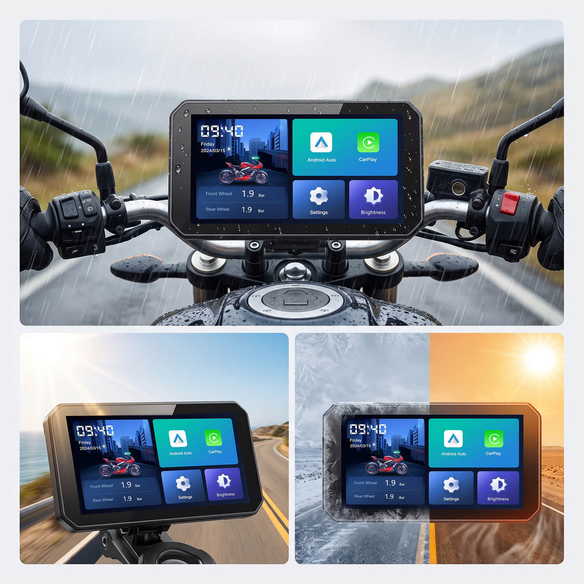 OTTOCAST Pantalla Inteligente para Moto de 5" con CarPlay Inalámbrico, Android Auto, IPS HD e IP67