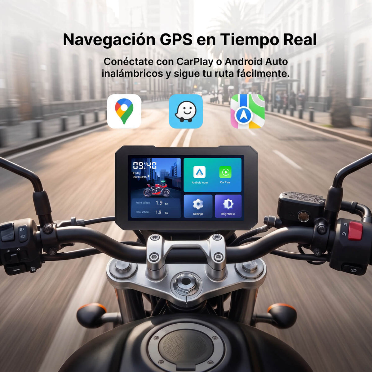 OTTOCAST Pantalla Inteligente para Moto de 5" con CarPlay Inalámbrico, Android Auto, IPS HD e IP67
