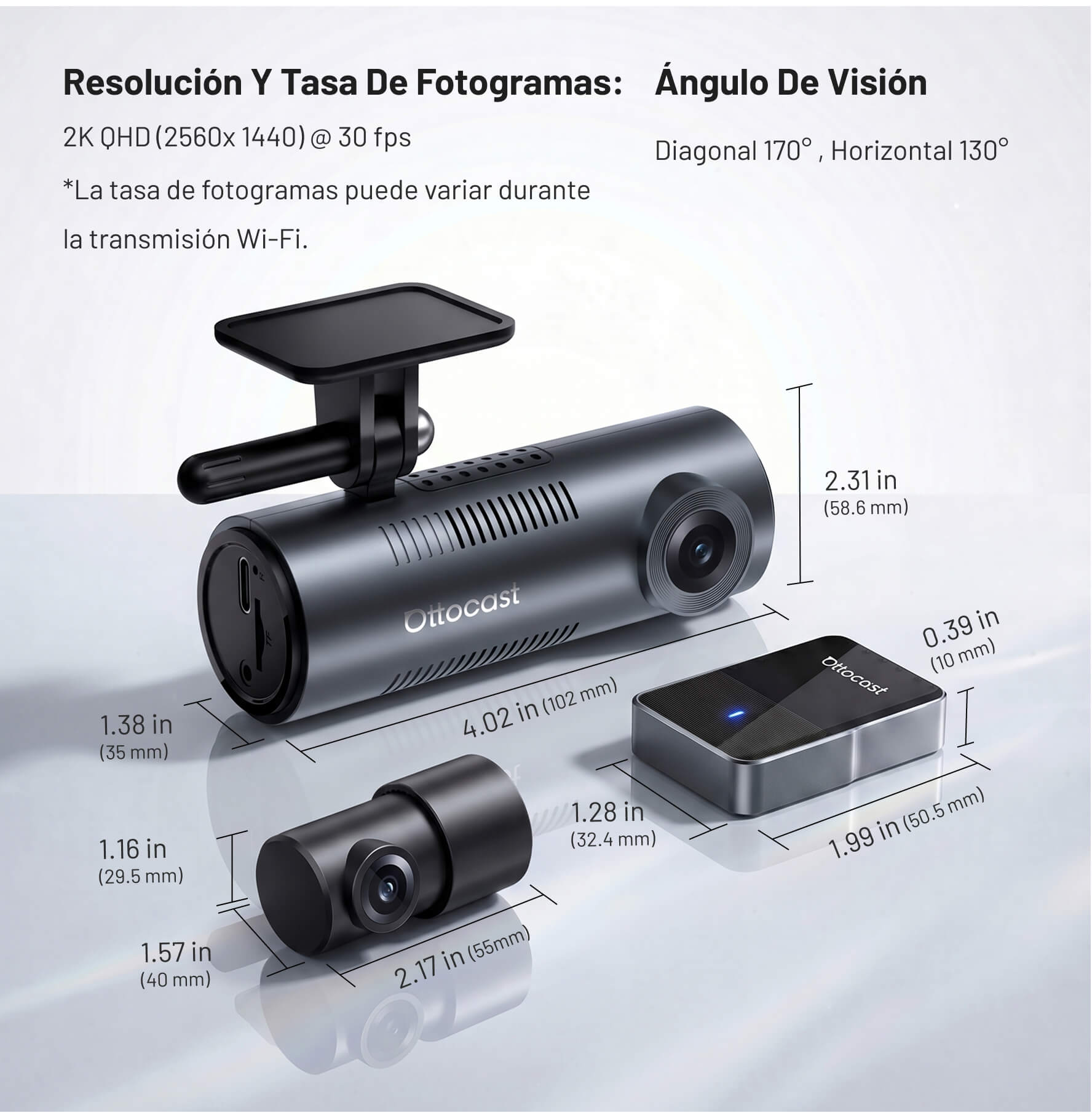 OttoSafe Cam 2 en 1 | Dash Cam para Coche y CarPlay Inalámbrico