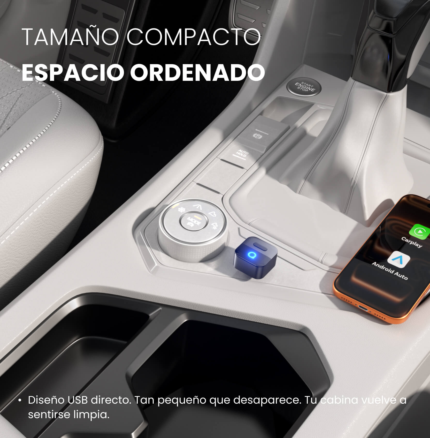 Adaptador Ottocast Mini Pico para CarPlay/Android Auto Inalámbricos