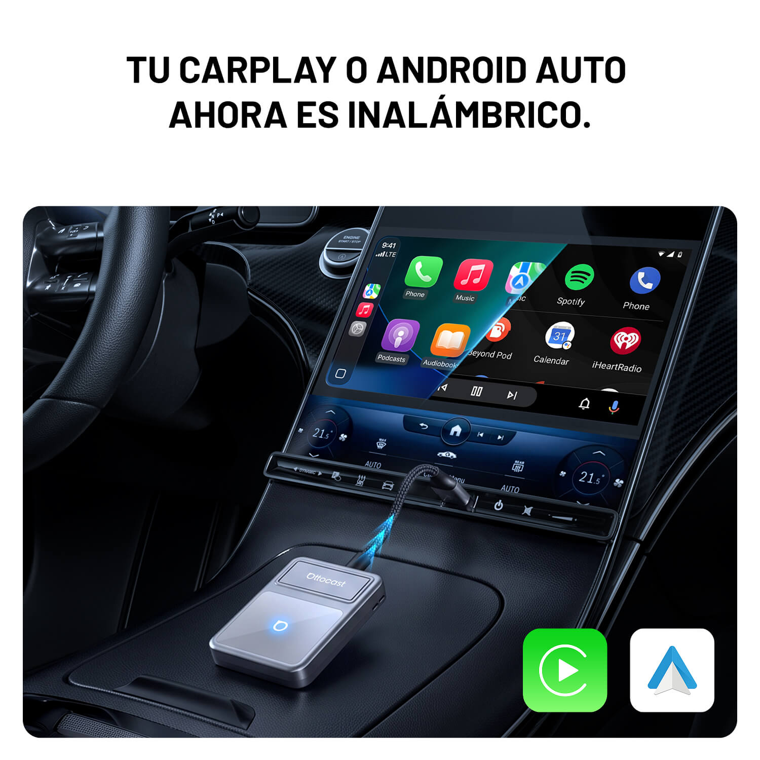 U2Air Edge – Adaptador inalámbrico para CarPlay y Android Auto