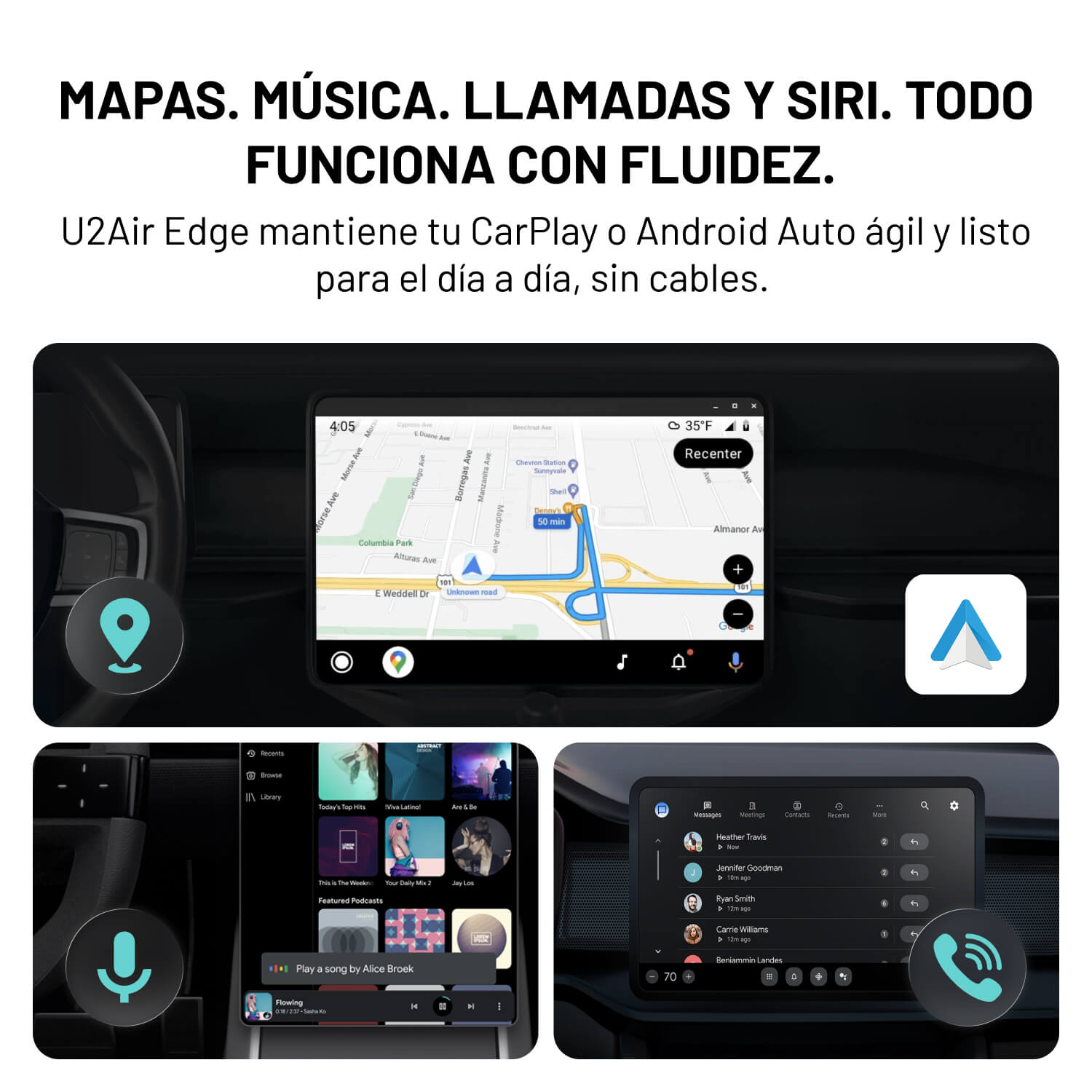 U2Air Edge – Adaptador inalámbrico para CarPlay y Android Auto