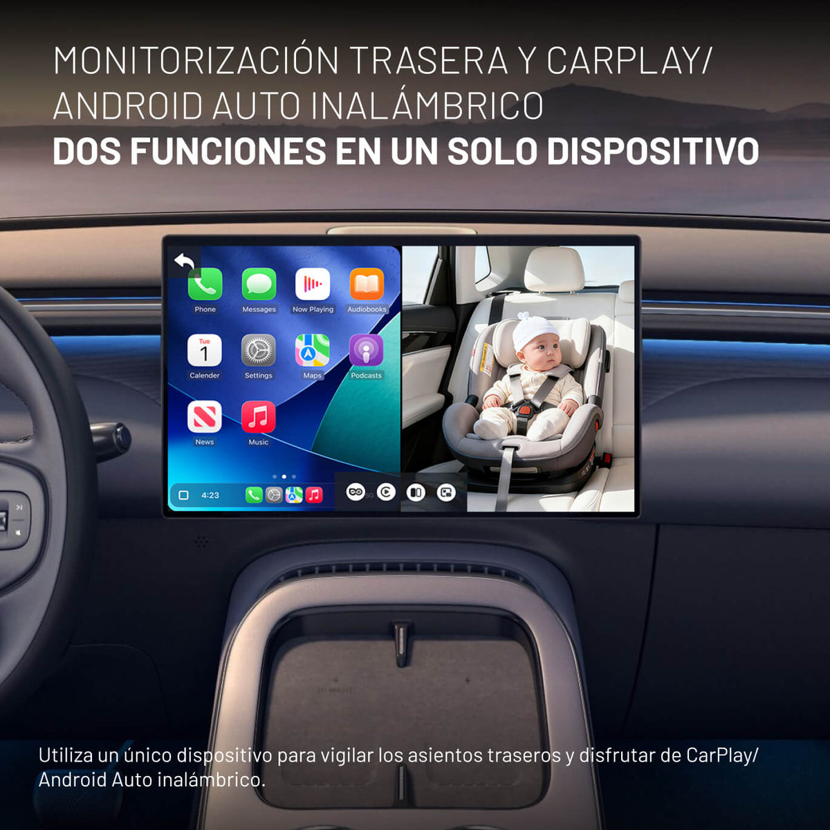 Ottocast® Cabin Care Owl Monitor Adaptador inalámbrico CarPlay/Android Auto