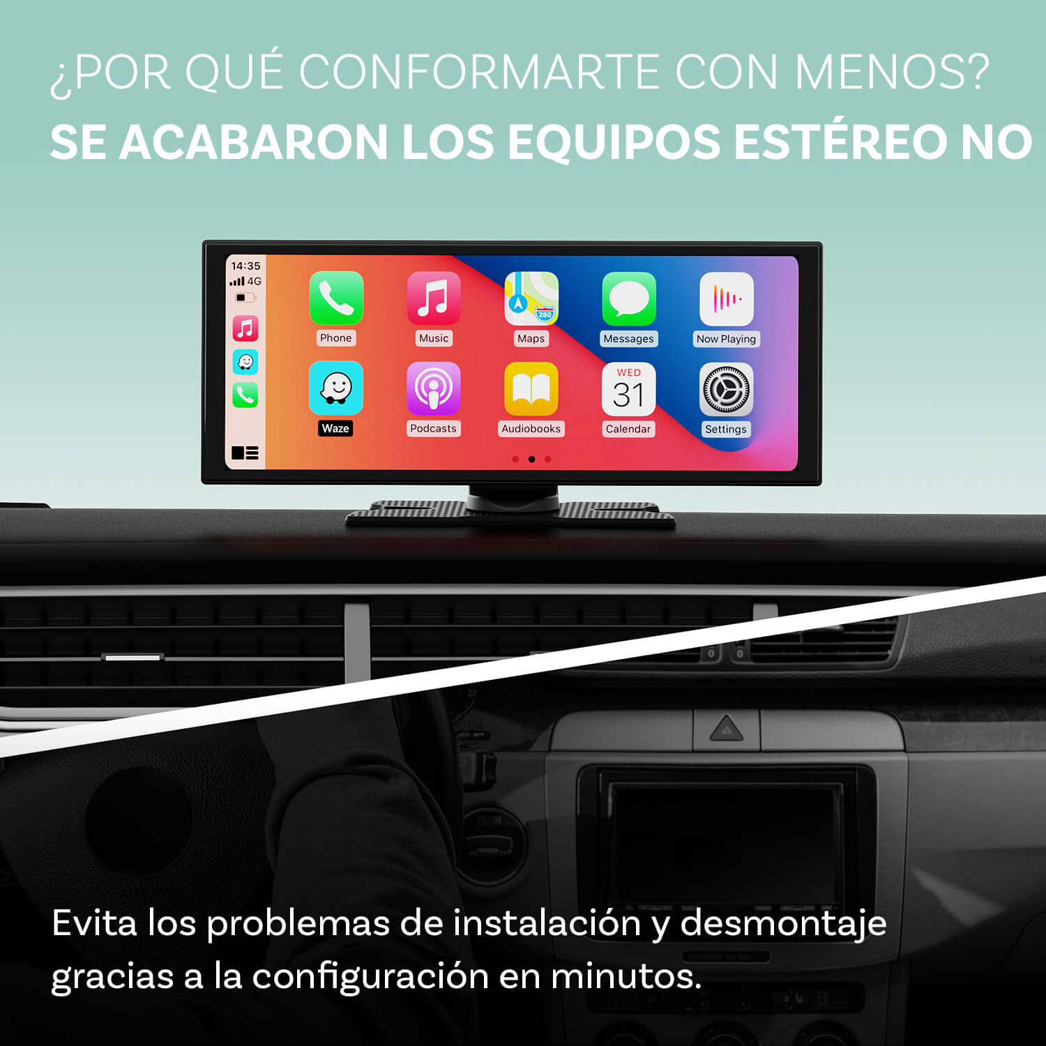 Ottocast® Screen Flow Apple CarPlay y Android Auto pantalla inalámbric
