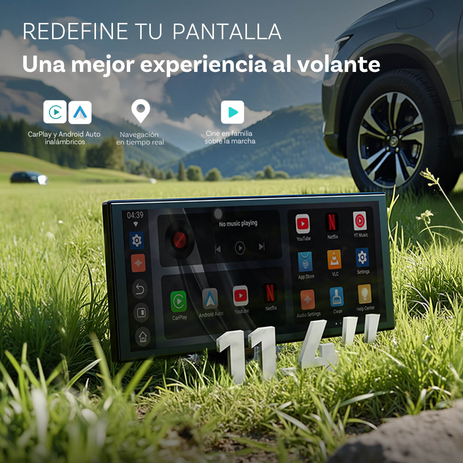 Ottocast® Screen Flow Apple CarPlay y Android Auto pantalla inalámbric