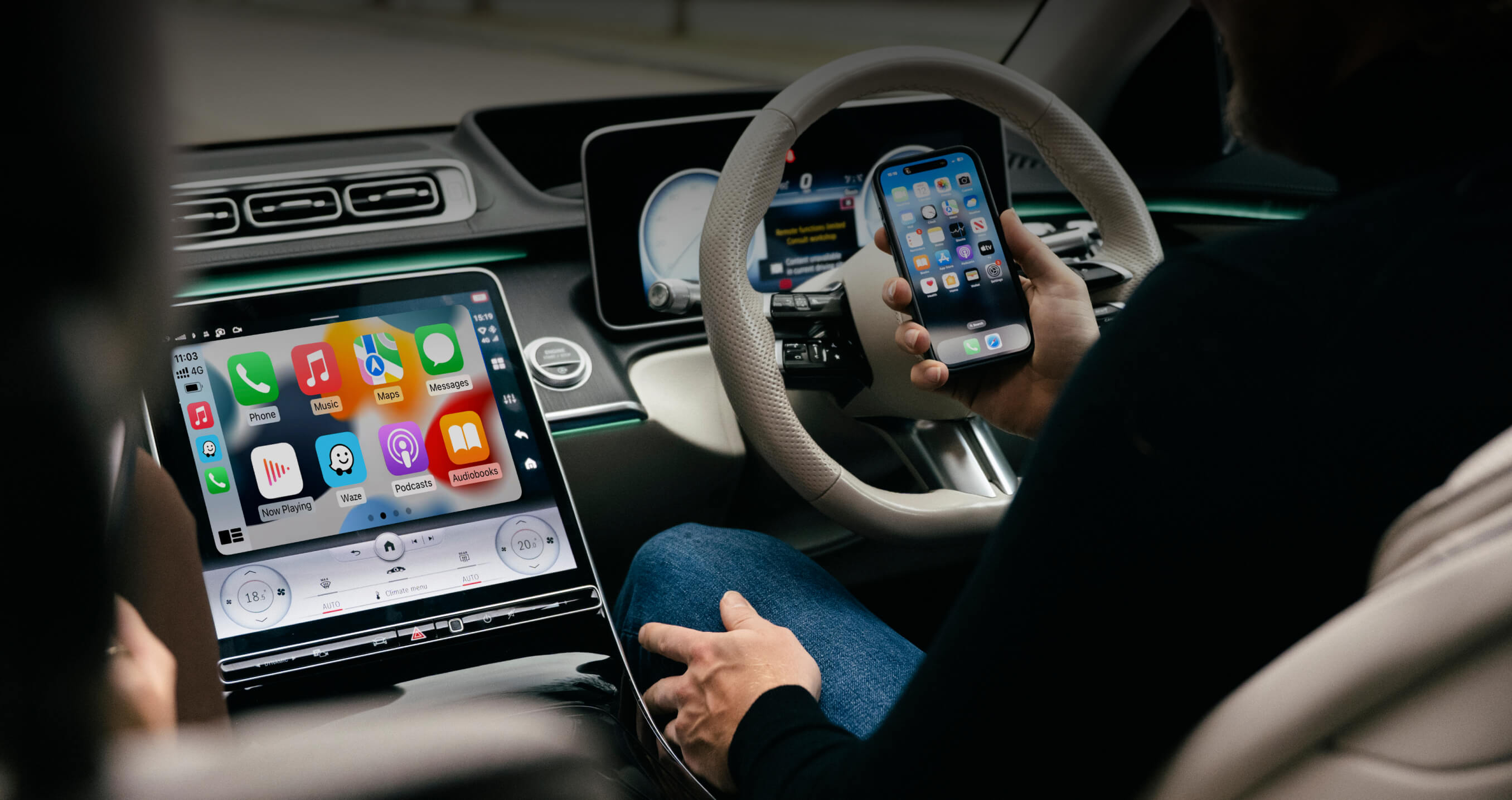 <h4>CarPlay y Android Auto inalámbricos sin interrupciones</h4>