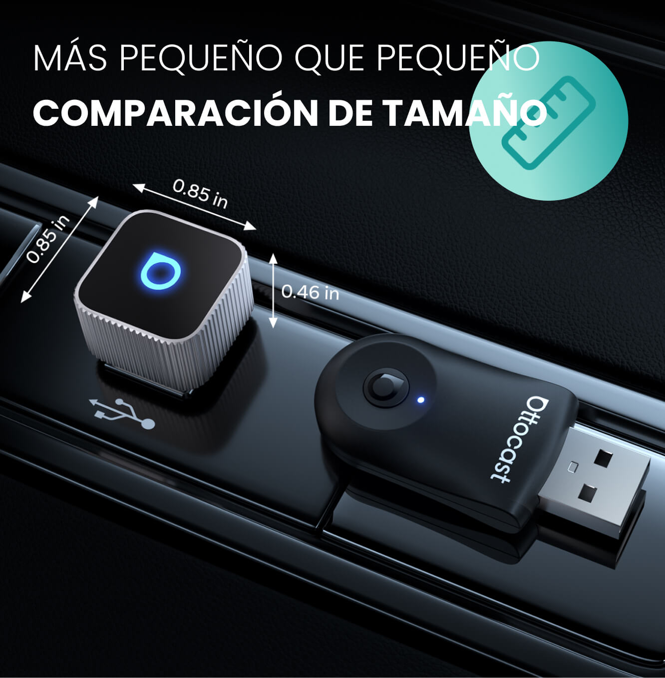 OTTOCAST® Mini Slim Adaptador inalámbrica CarPlay y Android Auto