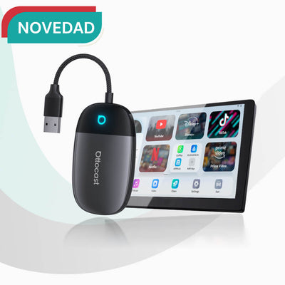 OTTOCAST®  Play2Video X Adaptador Inalámbrico con Streaming para CarPlay y Android Auto con YouTube, Netflix