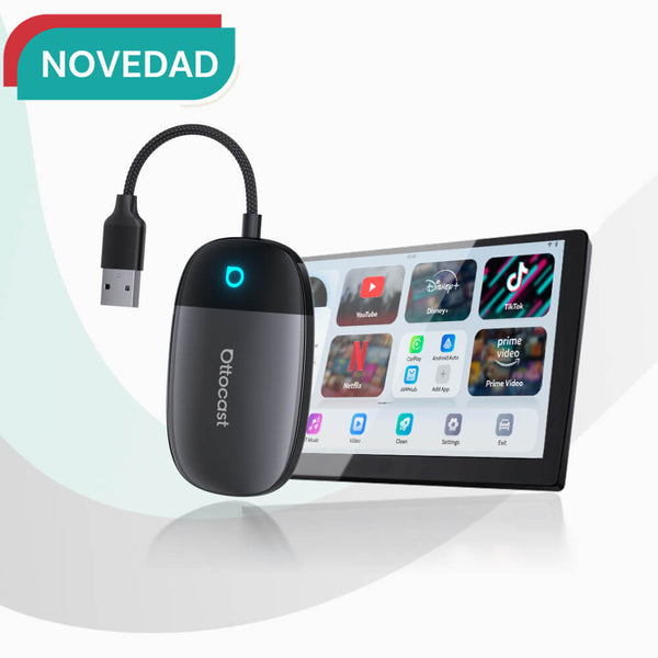 OTTOCAST®  Play2Video X Adaptador Inalámbrico con Streaming para CarPlay y Android Auto con YouTube, Netflix