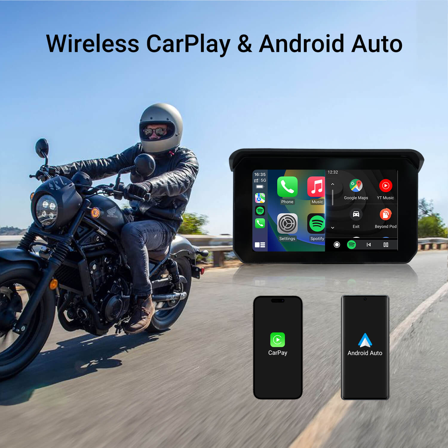 CarPlay Lite C5 SE GPS portátil para motocicleta Pantalla inalámbrica CarPlay/Android Auto